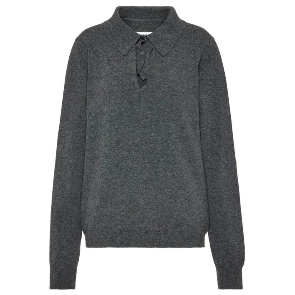 Maison Margiela Women Draped Collar Wool Polo Sweater